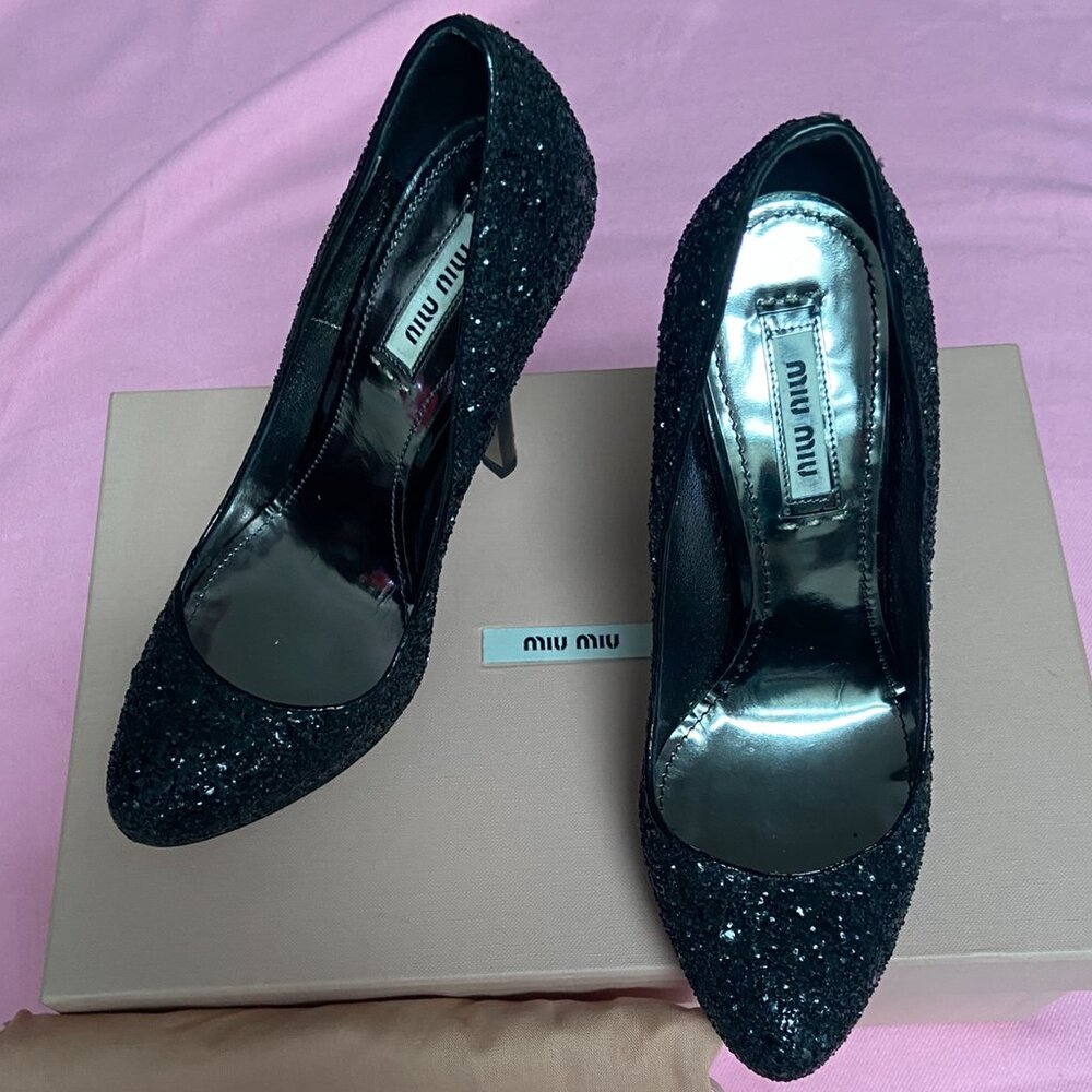 Mui Mui Calzature Donna Glitter Stiletto Pumps 5B/35